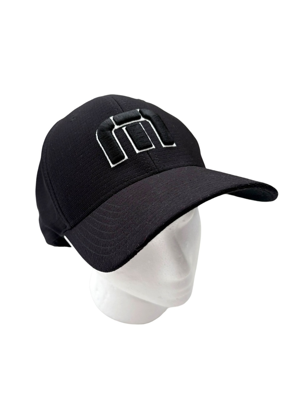 Travis Mathew Size L/XL Black White Embroidered Logo Golf Hat Flexfit Outdoor